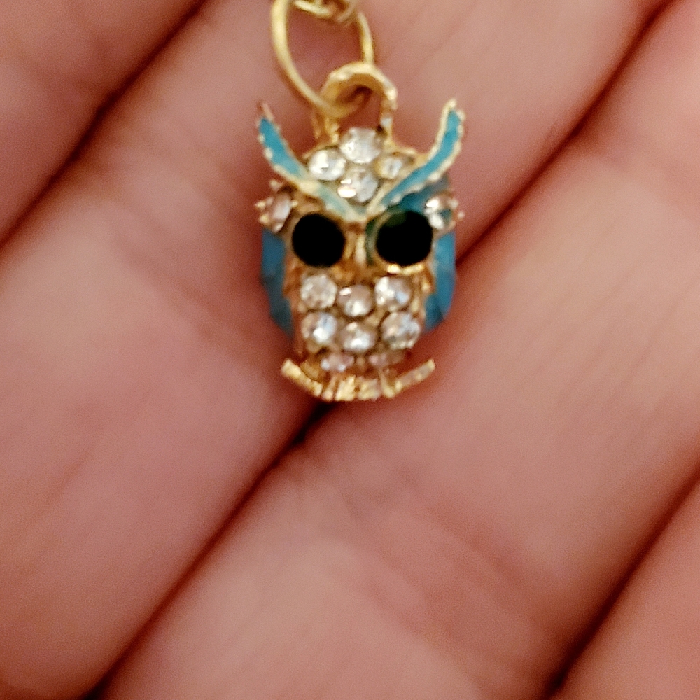 Kids and teens owl charm necklace.